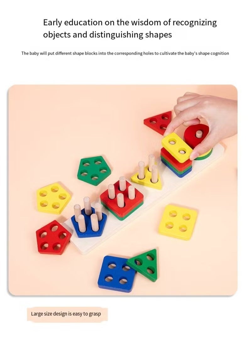 BT Five Sets Of Column Toys Geometric Shape Matching 1-3 Years Old - Image 3